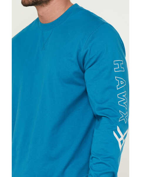 Image #3 - Hawx Men's Long Sleeve Knit Solid Logo Long Sleeve Work T-Shirt - Tall , Teal, hi-res