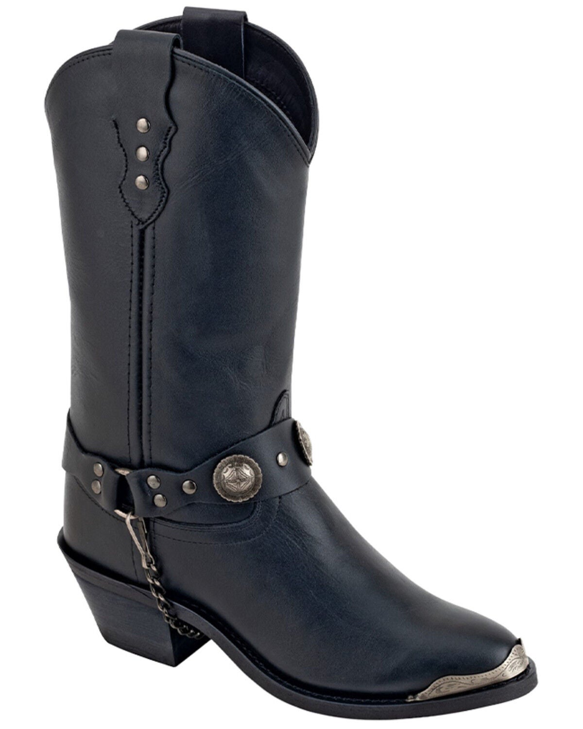 Image #1 - Old West Women's Harness Western Boots - Round Toe, Black, hi-res