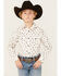 Image #1 - Rock & Roll Denim Boys' Abstract Geo Print Long Sleeve Snap Stretch Western Shirt , White, hi-res
