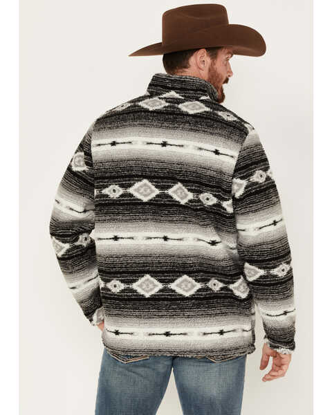 Wrangler Men's Southwestern Print 1/4 Zip Sherpa Pullover, Blue, hi-res