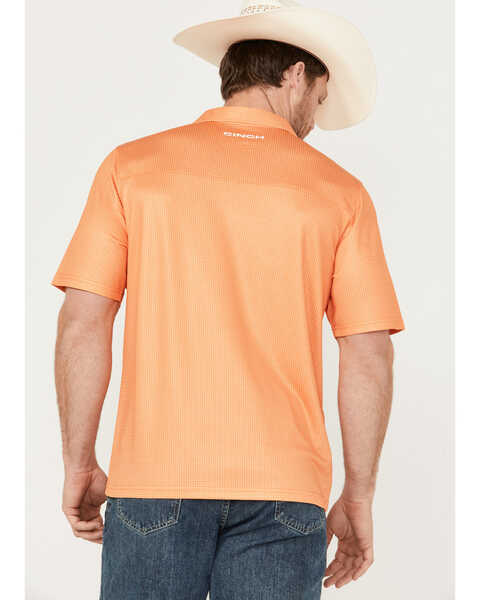 Cinch Men's Mini Geo Print Polo, Orange, hi-res
