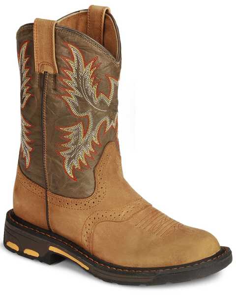 Ariat Youth Boys' Workhog Western Boots - Square Toe, Aged Bark, hi-res