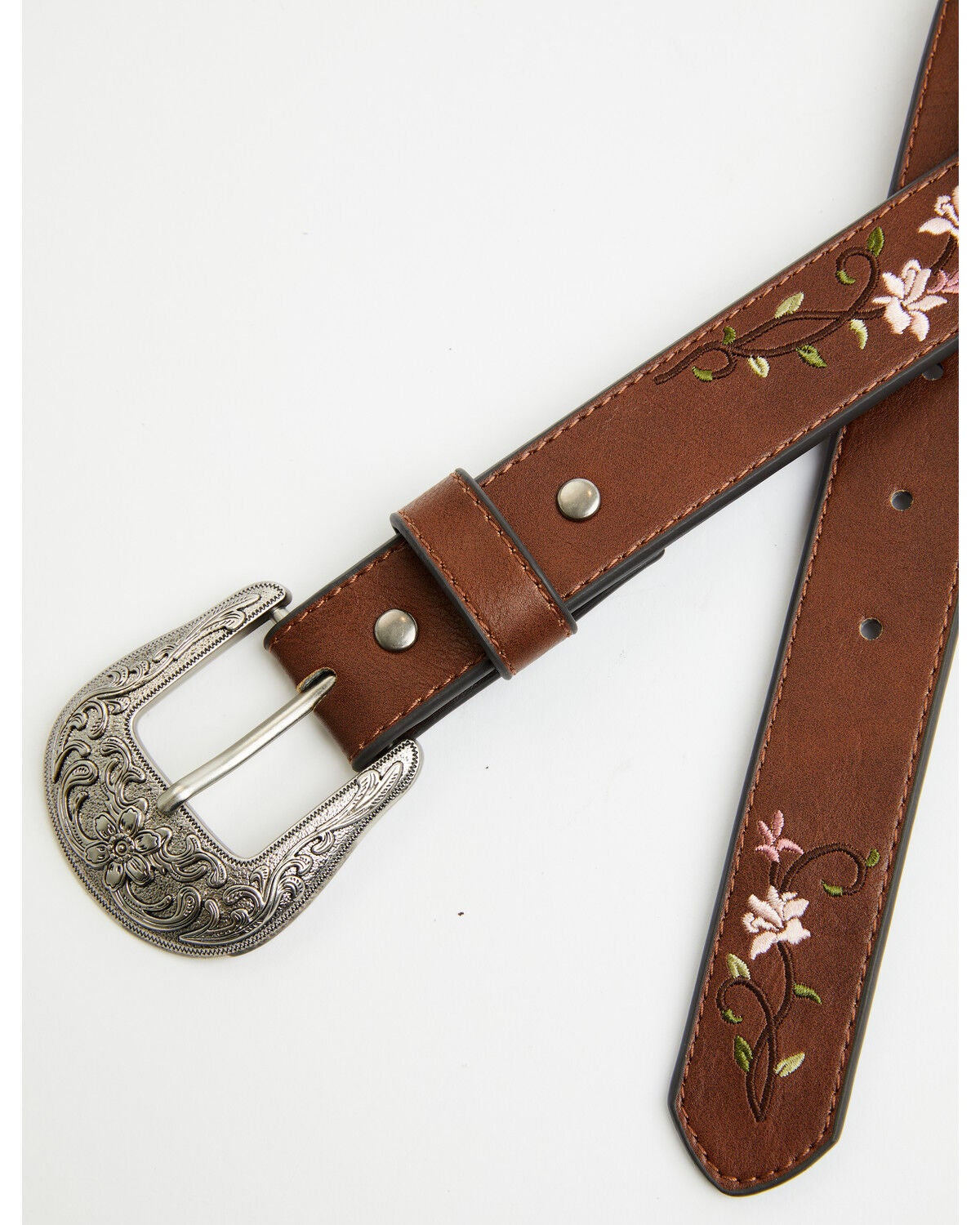 Image #2 - Shyanne Women's Floral Embroidered Belt, Brown, hi-res