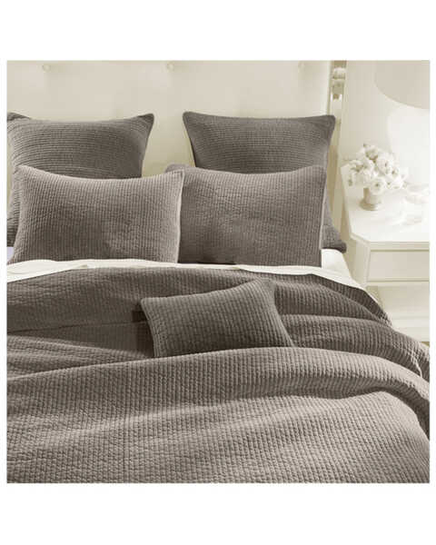 Image #1 - HiEnd Accents Taupe Stonewashed Cotton & Velvet 3-Piece Full/Queen Quilt Set , Taupe, hi-res