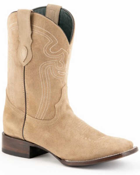 Image #1 - Ferrini Men's Roughrider Full-Grain Western Boots - Broad Square Toe , Taupe, hi-res