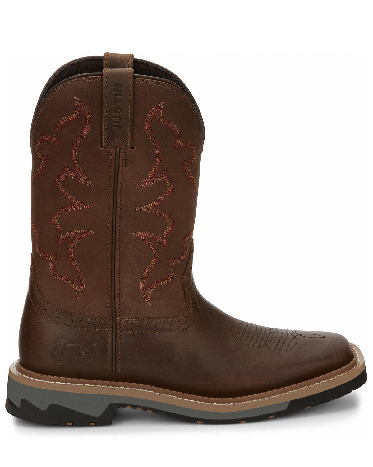 Image #2 - Justin Men's Boot Barn Exclusive Carbide Western Work Boots - Soft Toe, Brown, hi-res