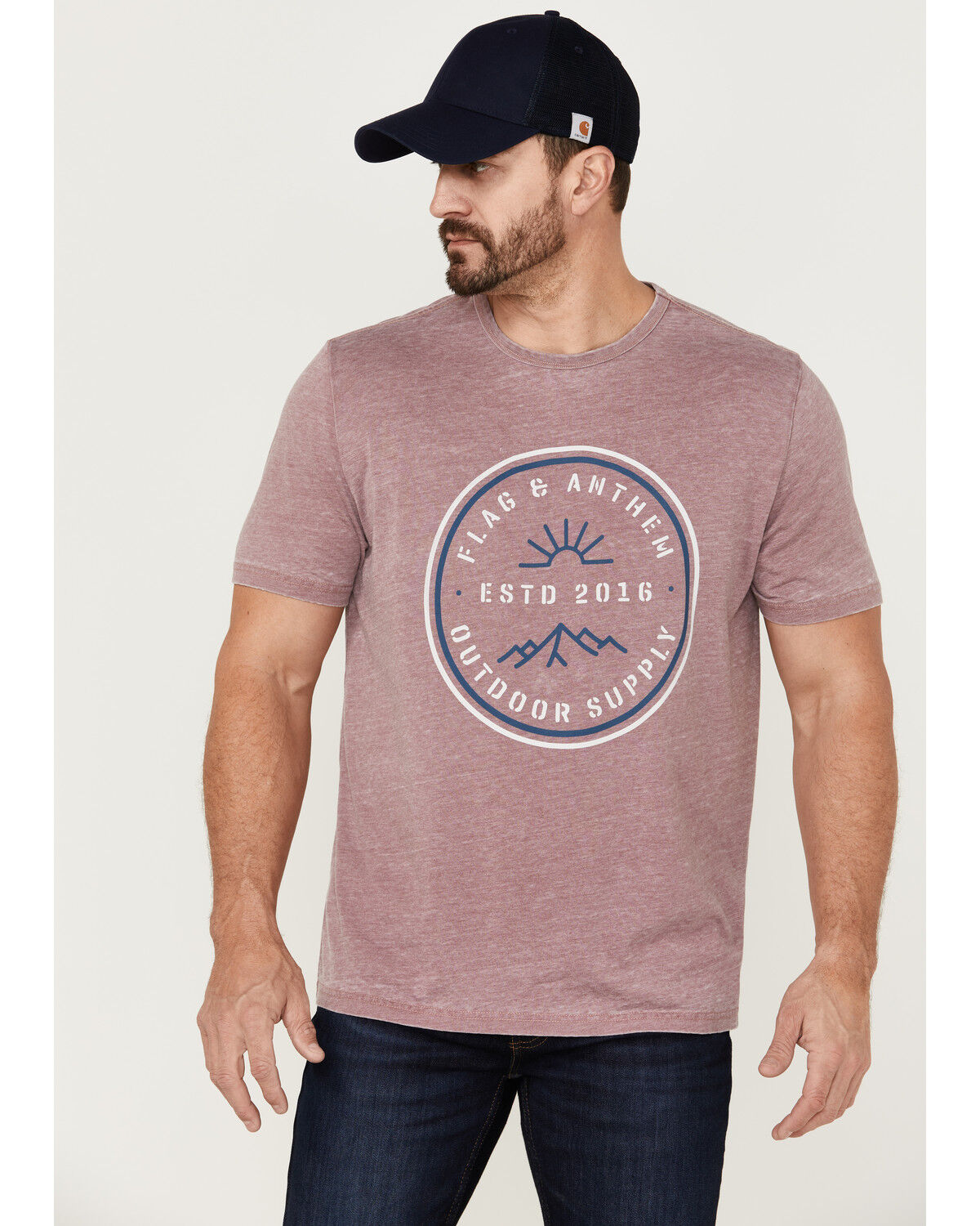 Image #1 - Flag & Anthem Men's Outdoor Supply Mauve Graphic Short Sleeve T-Shirt, Mauve, hi-res