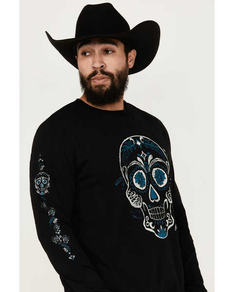Image #2 - Moonshine Spirit Men's Candy Skull Long Sleeve Graphic T-Shirt , Black, hi-res