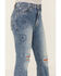 Image #2 - Levi's Girls' 726 Medium Wash Embroidered Stretch Flare Jeans , Blue, hi-res