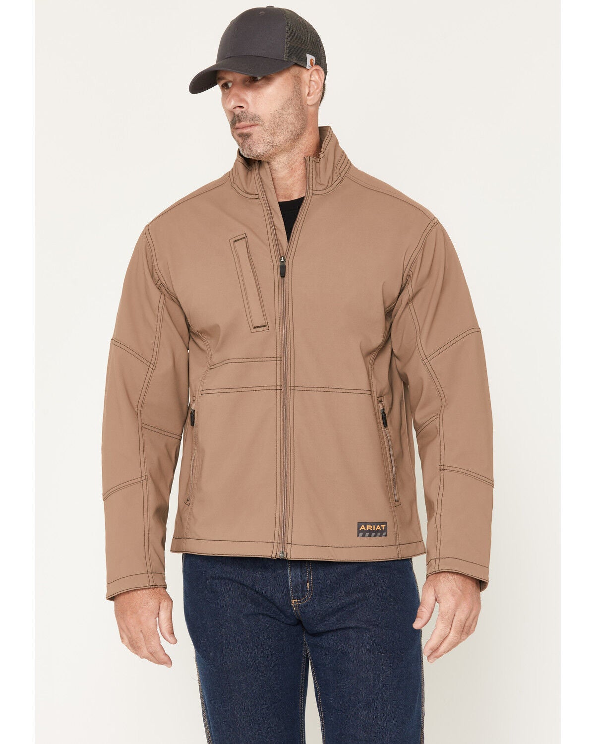 Image #1 - Ariat Men's Rebar Stretch Canvas Softshell Jacket, Brown, hi-res