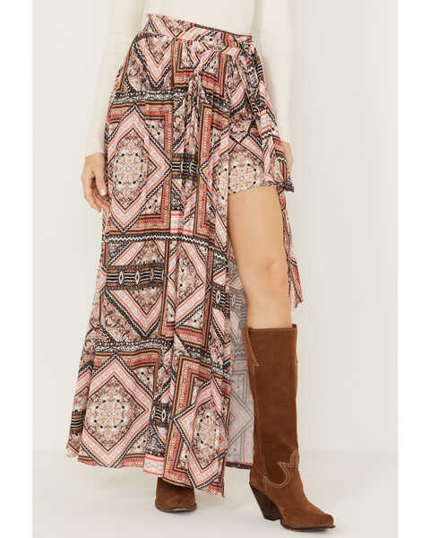 Image #2 - Shyanne Women's Printed Wrap Maxi Skirt, Pecan, hi-res