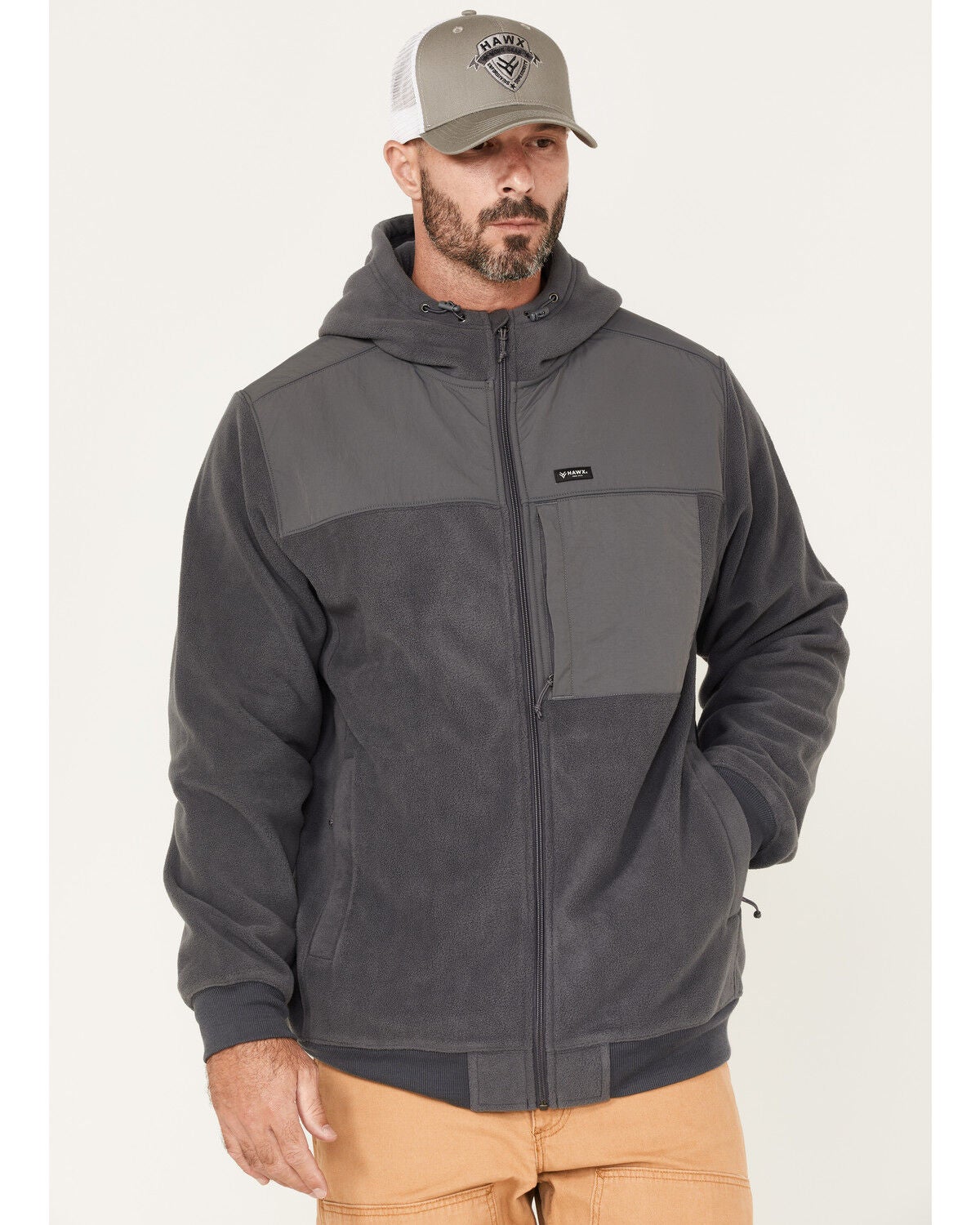 Hawx Men's Polar Fleece Jacket, Charcoal, hi-res