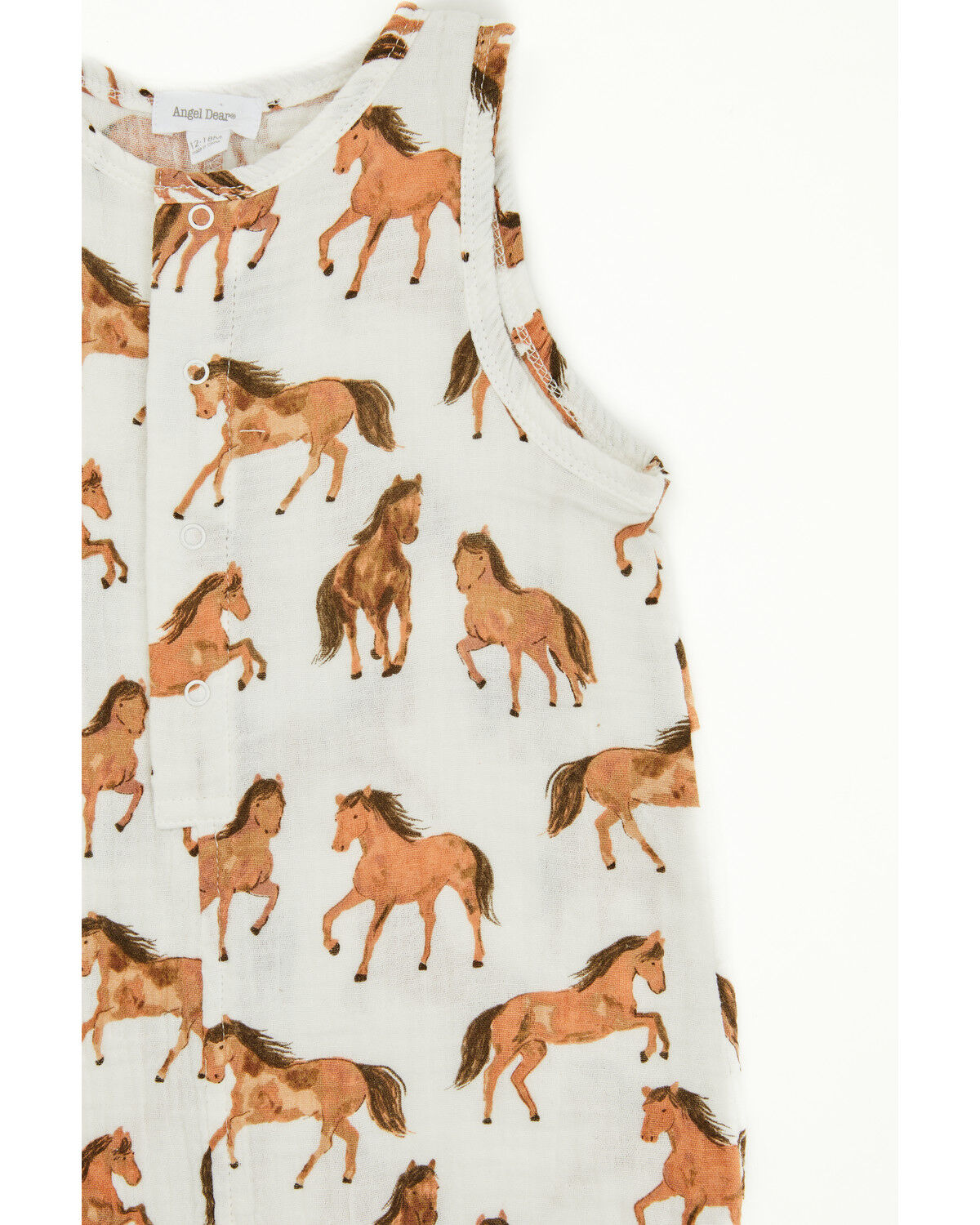 Image #2 - Angel Dear Infant Boys' Horse Shortie Sleeveless Snap Onesie, White, hi-res