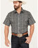 Image #1 - Wrangler Men's Wrinkle Resist Plaid Print Short Sleeve Pearl Snap Western Shirt, Black, hi-res