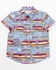 Image #1 - Shyanne Toddler Girls' Southwestern Print Short Sleeve Pearl Snap Western Shirt, Blue, hi-res