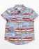 Image #1 - Shyanne Toddler Girls' Southwestern Print Short Sleeve Pearl Snap Western Shirt , Blue, hi-res