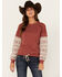 Image #1 - Shyanne Women's Wanda Fleece Mix Pullover Sweatshirt, Dark Red, hi-res