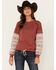 Image #1 - Shyanne Women's Wanda Fleece Mix Pullover Sweatshirt , Dark Red, hi-res