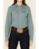 Image #3 - Cinch Women's Blue & Green Circle Geo Print Long Sleeve Snap Western Core Shirt, Purple, hi-res