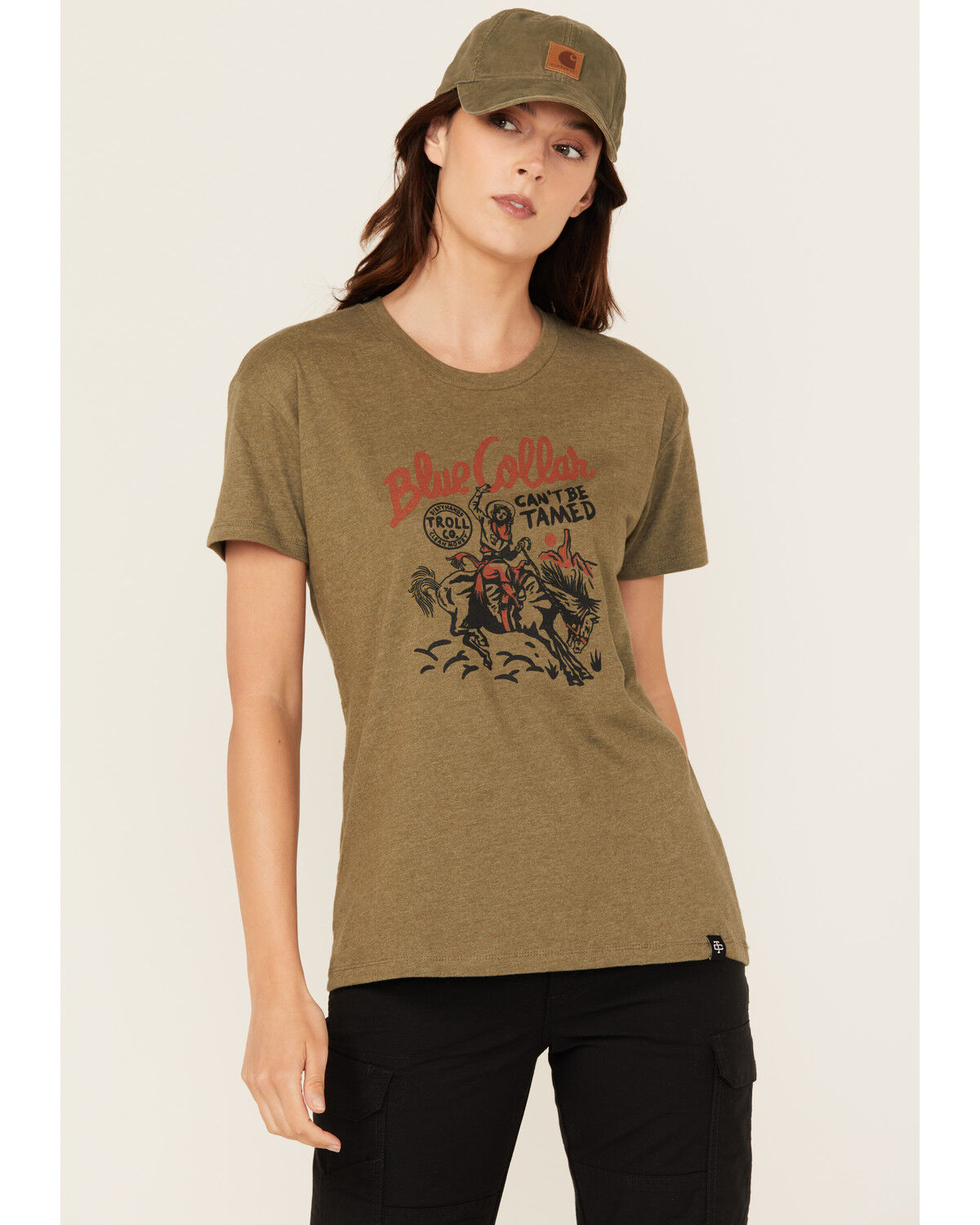 Image #1 - Troll Co Women's Can't Be Tamed Short Sleeve Graphic Tee, Green, hi-res