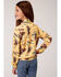 Roper Girls' Retro Rodeo Print Long Sleeve Snap Western Shirt, Yellow, hi-res