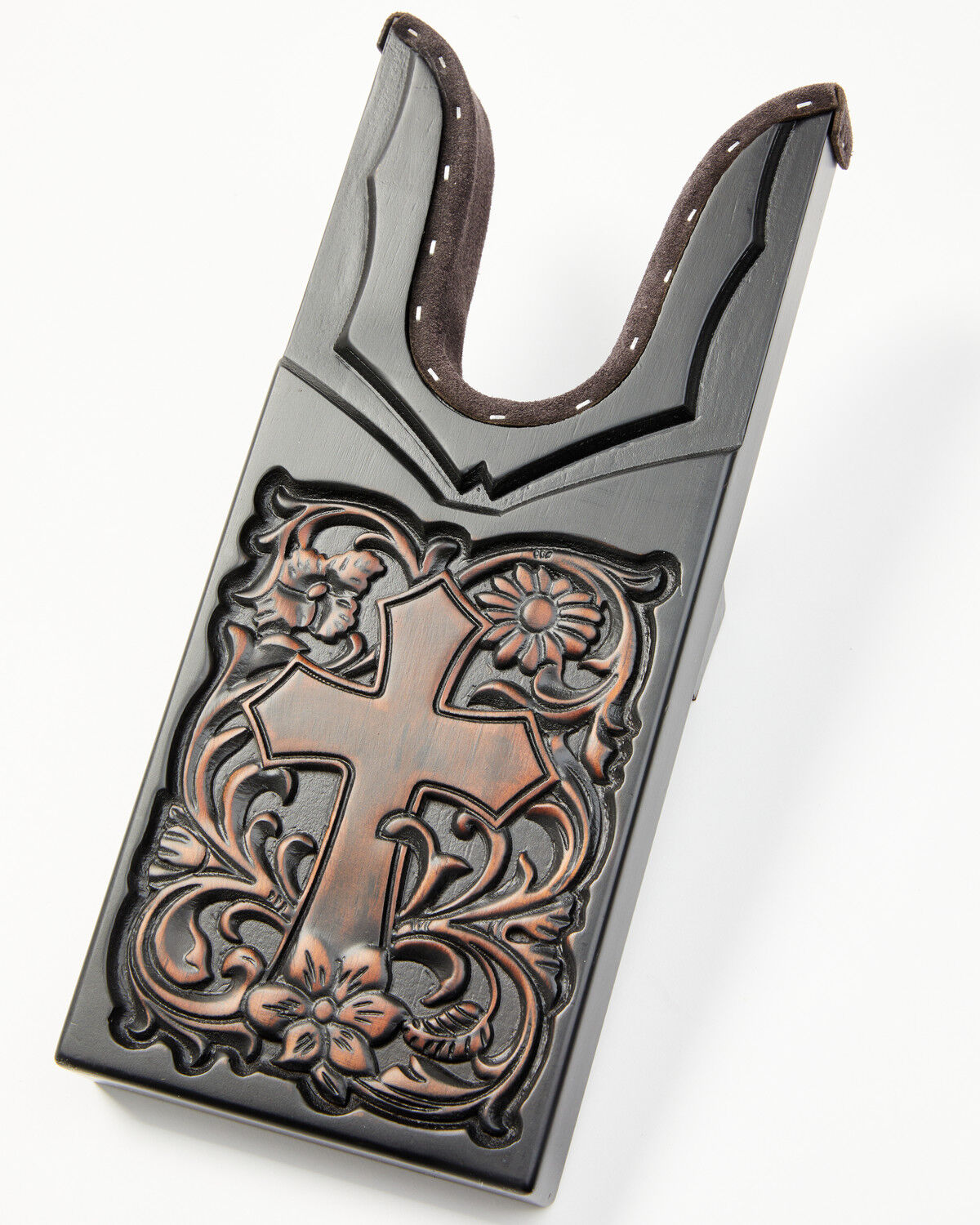 Image #2 - Boot Barn Tooled Cross Boot Jack, Dark Brown, hi-res