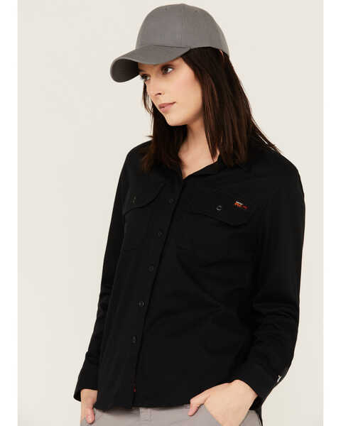 Image #2 - Timberland Pro Women's FR Cotton Core Button-Down Work Shirt , Black, hi-res
