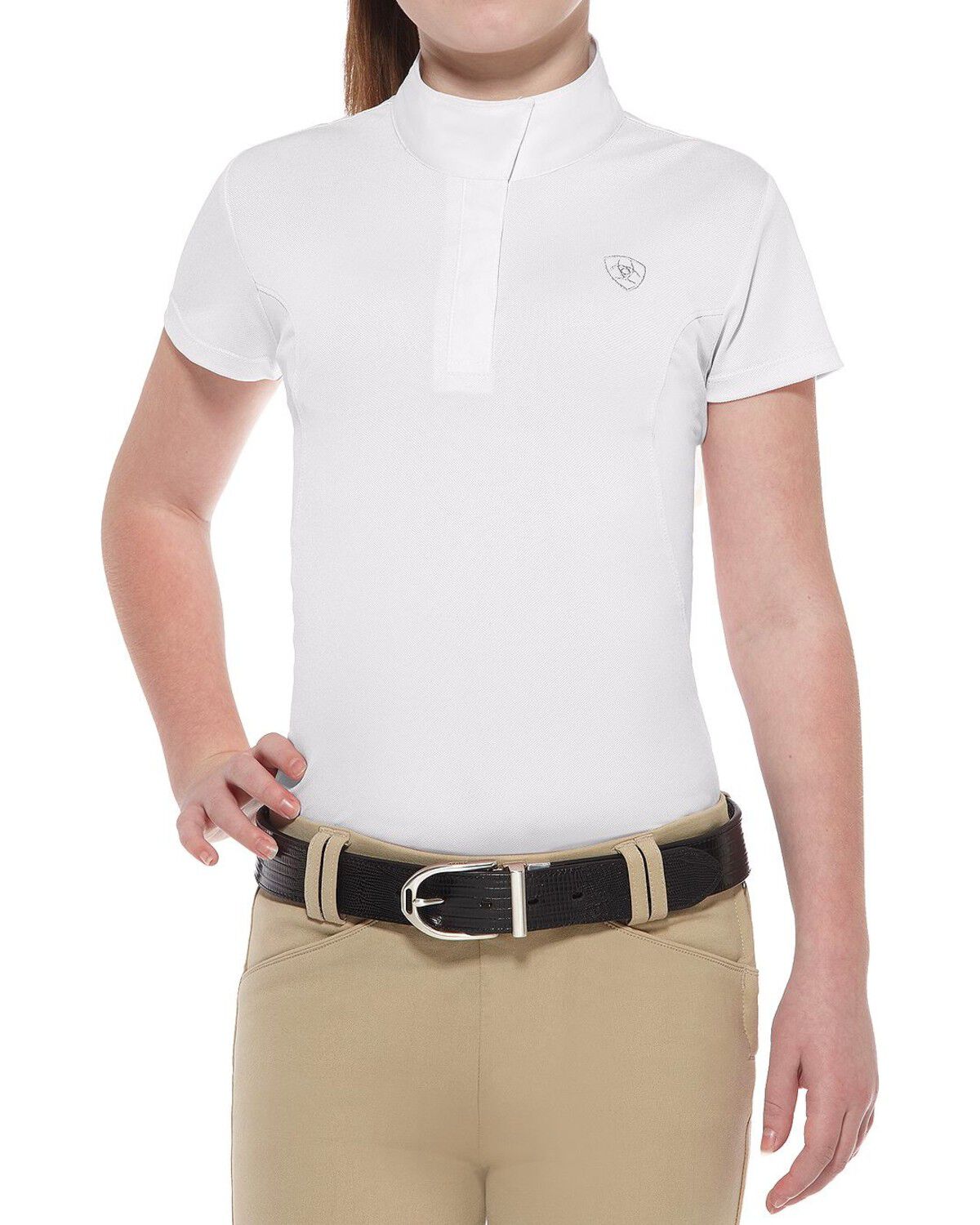 Image #1 - Ariat Girls' Aptos Show Top, White, hi-res