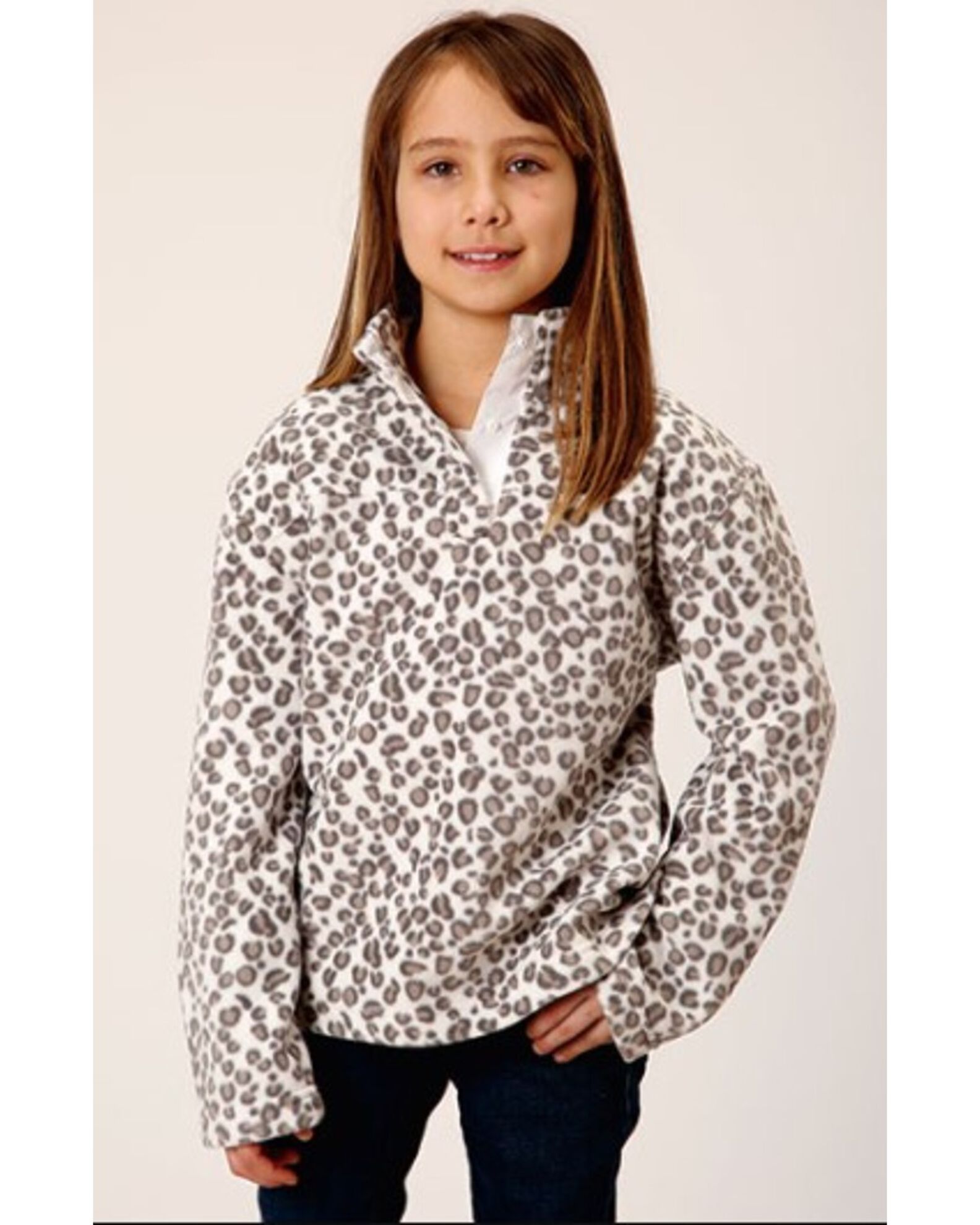 Roper Girls Leopard Print Micro Fleece Pullover Sheplers