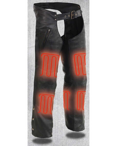 Image #2 - Milwaukee Leather Men's Heated Zipper Side Pocket Chaps - 5X, Black, hi-res