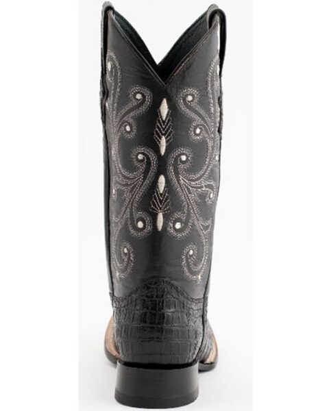 Image #4 - Ferrini Men's Caiman Croc Print Western Boots - Broad Square Toe, Black, hi-res