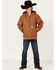 Carhartt Boys Brown Hooded Flannel Quilt Lined Jacket, Brown, hi-res