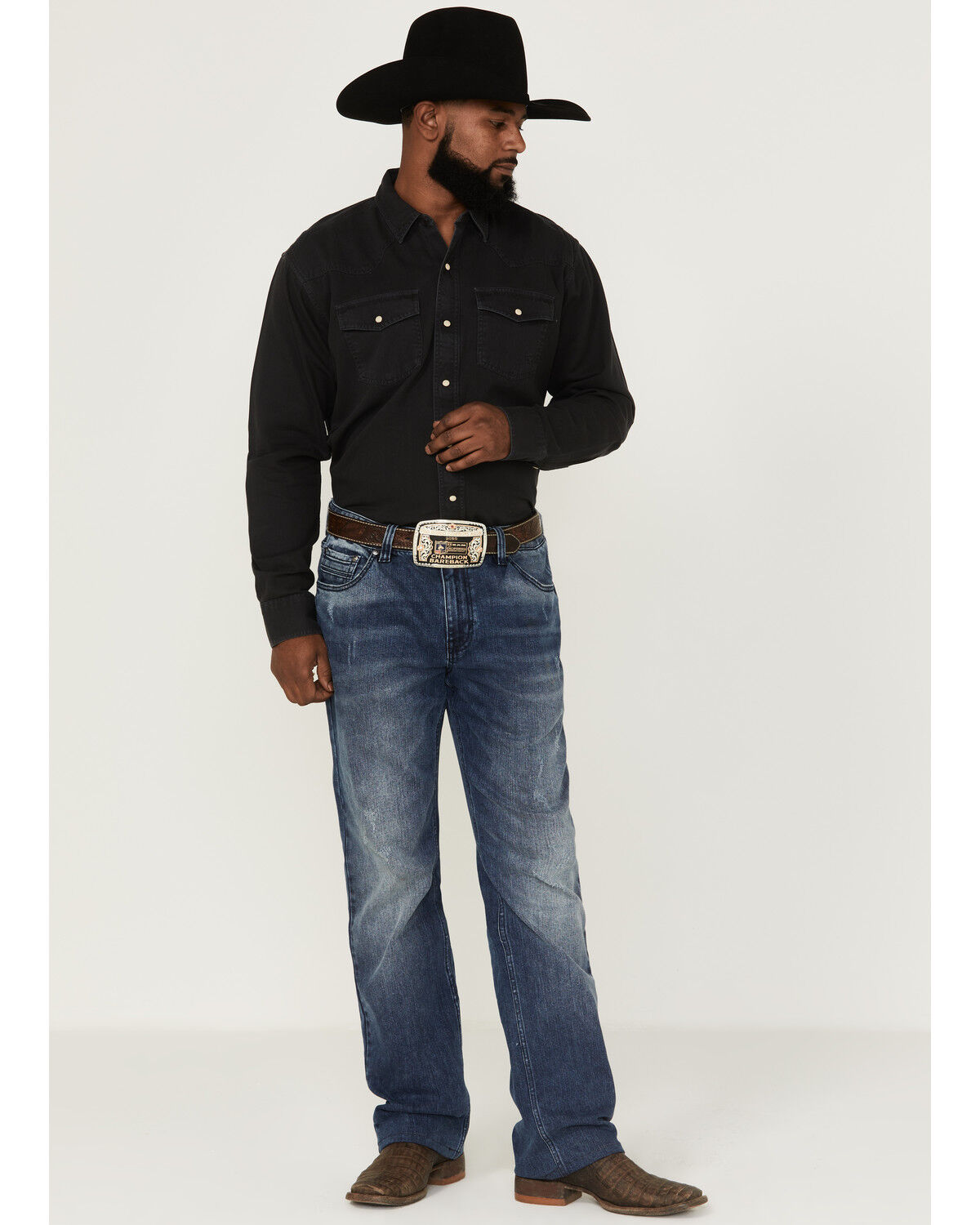 Image #2 - Ariat Men's Jurlington Retro Solid Pearl Snap Western Shirt, Charcoal, hi-res