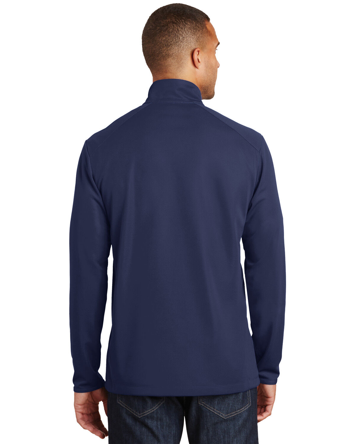Image #2 - Port Authority Men's True Navy 3X Pinpoint Mesh 1/2 Zip - Big & Tall, Navy, hi-res