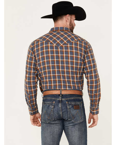 Image #4 - Cody James Men's Sunrise Plaid Print Long Sleeve Western Snap Shirt - Tall, Light Blue, hi-res