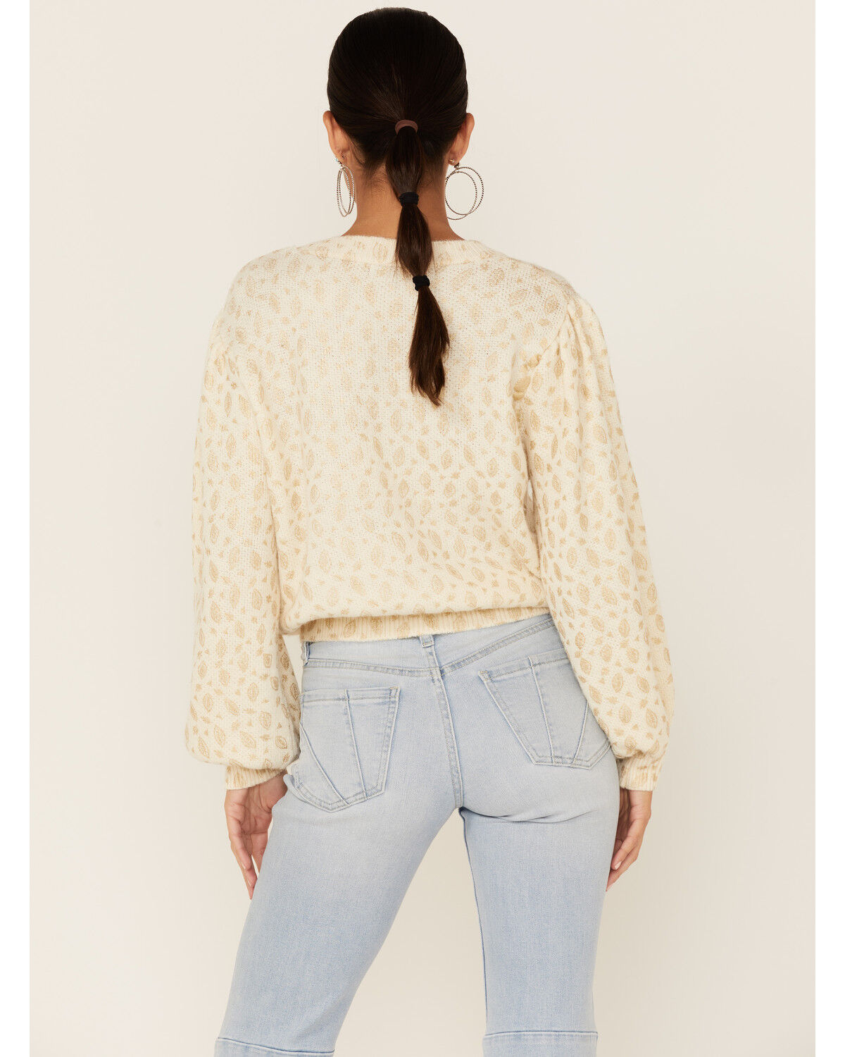 Image #3 - Molly Bracken Women's Leaf Print Sweater, , hi-res