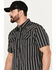 Image #2 - Moonshine Spirit Men's Capone Striped Short Sleeve Western Snap Shirt, Black, hi-res