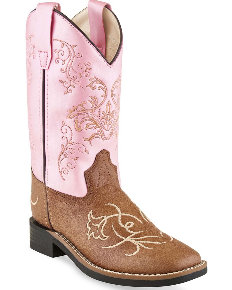 Old West Girls' Tan Western Boots - Square Toe, Tan, hi-res