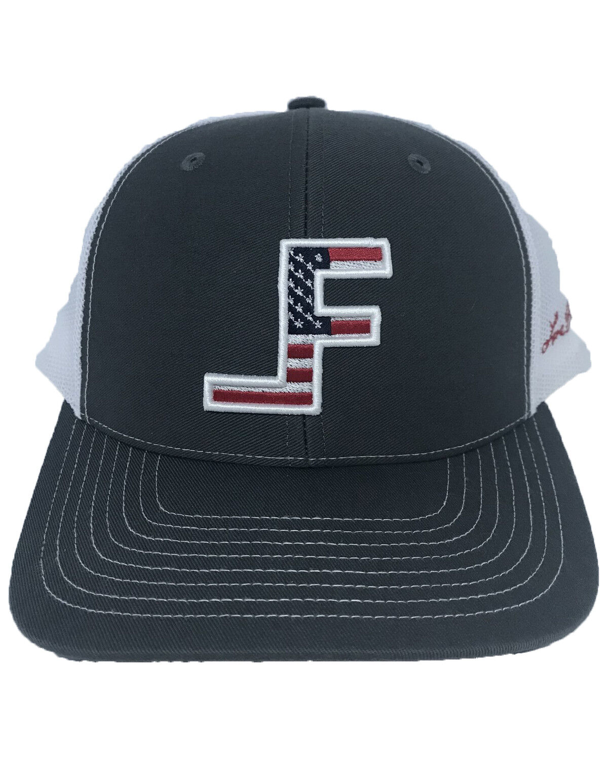 Image #1 - Lane Frost Men's Courage Flag Logo Ball Cap, Charcoal, hi-res