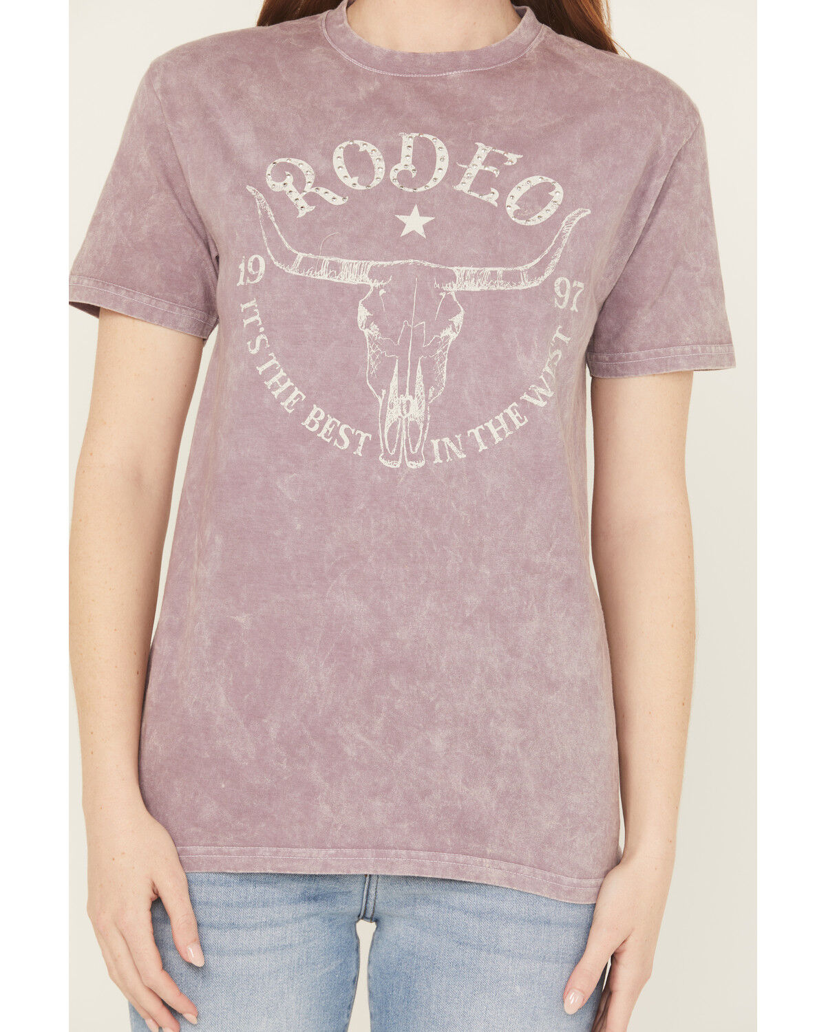 Image #3 - Youth in Revolt Women's Rodeo Embellished Short Sleeve Graphic Tee, Purple, hi-res