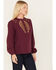 Image #2 - Cleo + Wolf Women's Floral Embroidered Blouse, Grape, hi-res