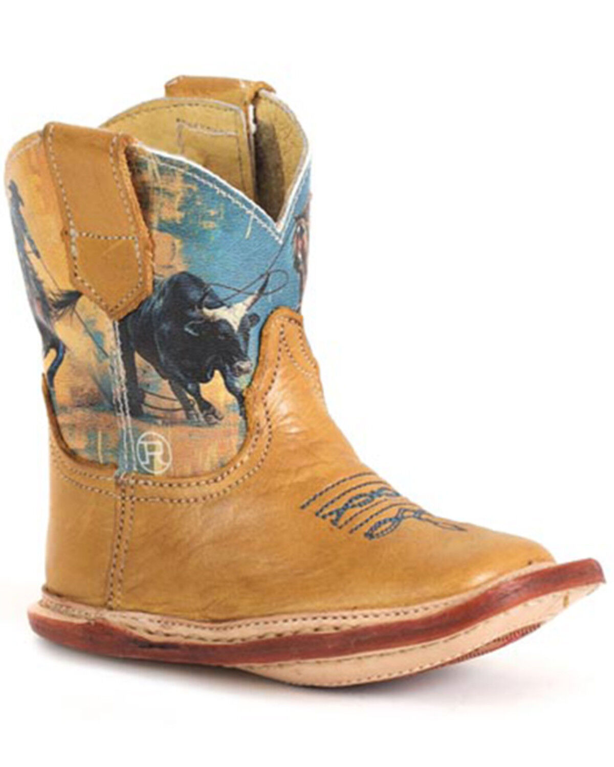 Image #1 - Roper Infant Boys' Cowbabies Team Roping Western Boots - Broad Square Toe, Tan, hi-res