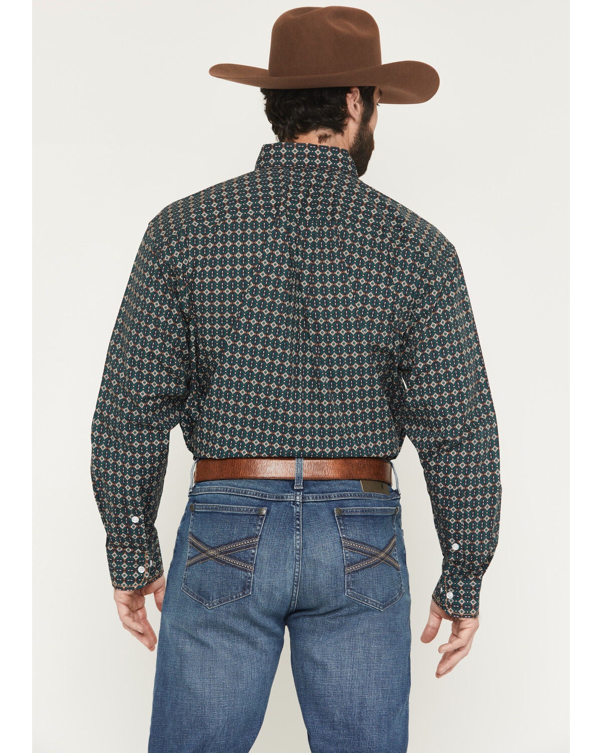 Image #4 - Rough Stock by Panhandle Men's Geo Print Long Sleeve Button-Down Stretch Western Shirt, Black, hi-res