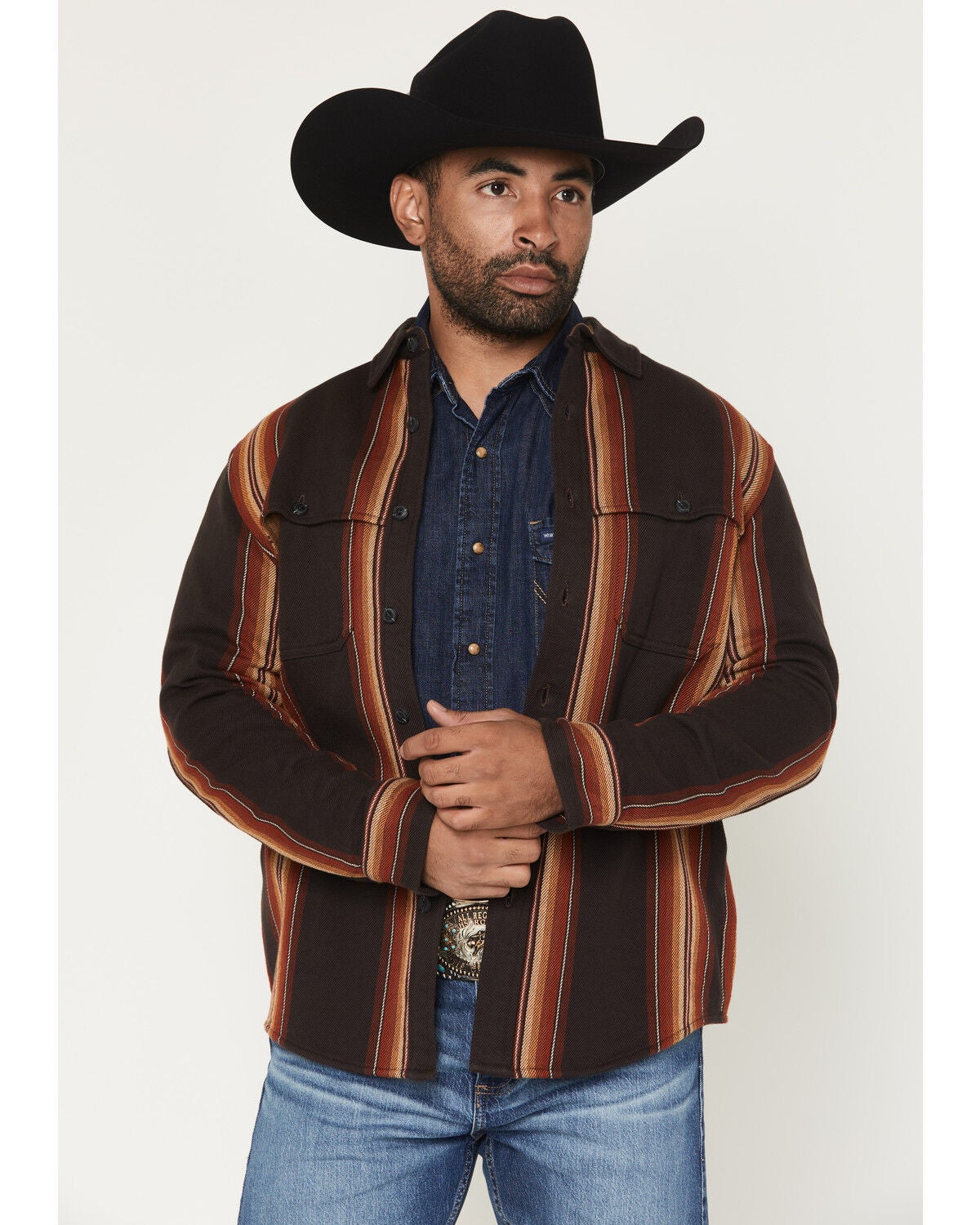 Pendleton Men's Weston Striped Long Sleeve Button-Down Flannel Shirt, Brown, hi-res
