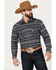 Image #1 - Rough Stock by Panhandle Men's Southwestern Stretch Long Sleeve Western Pearl Snap Shirt, Black, hi-res