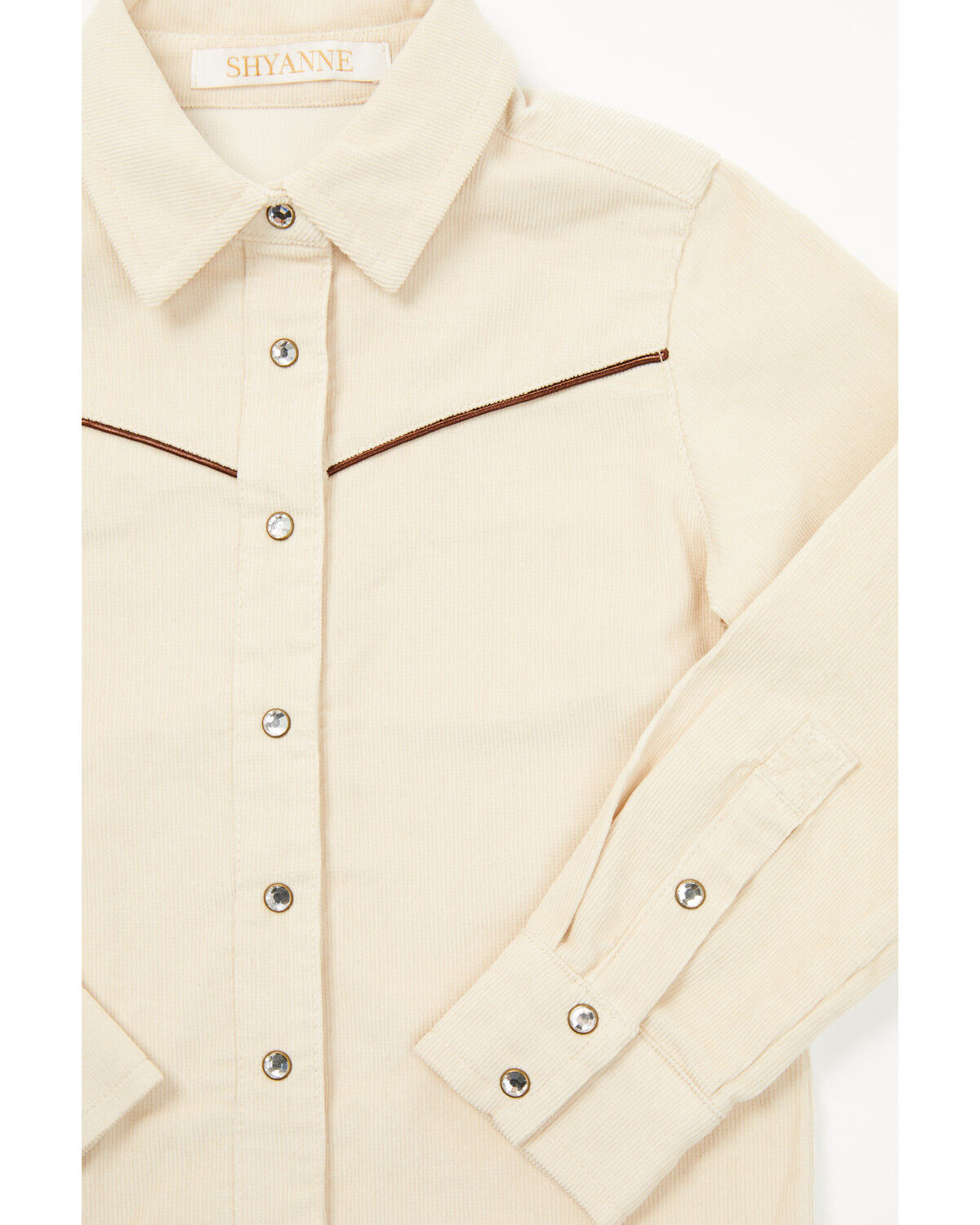 Image #2 - Shyanne Toddler Girls' Corduroy Long Sleeve Pearl Snap Western Shirt, Natural, hi-res