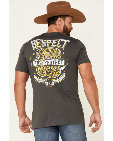 Buck Wear Men's Brown Respect Rights Back Graphic Short Sleeve T-Shirt , Brown, hi-res