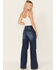 Image #3 - Cleo + Wolf Women's Medium Wash High Rise Distressed Knee Flare Jeans, Blue, hi-res