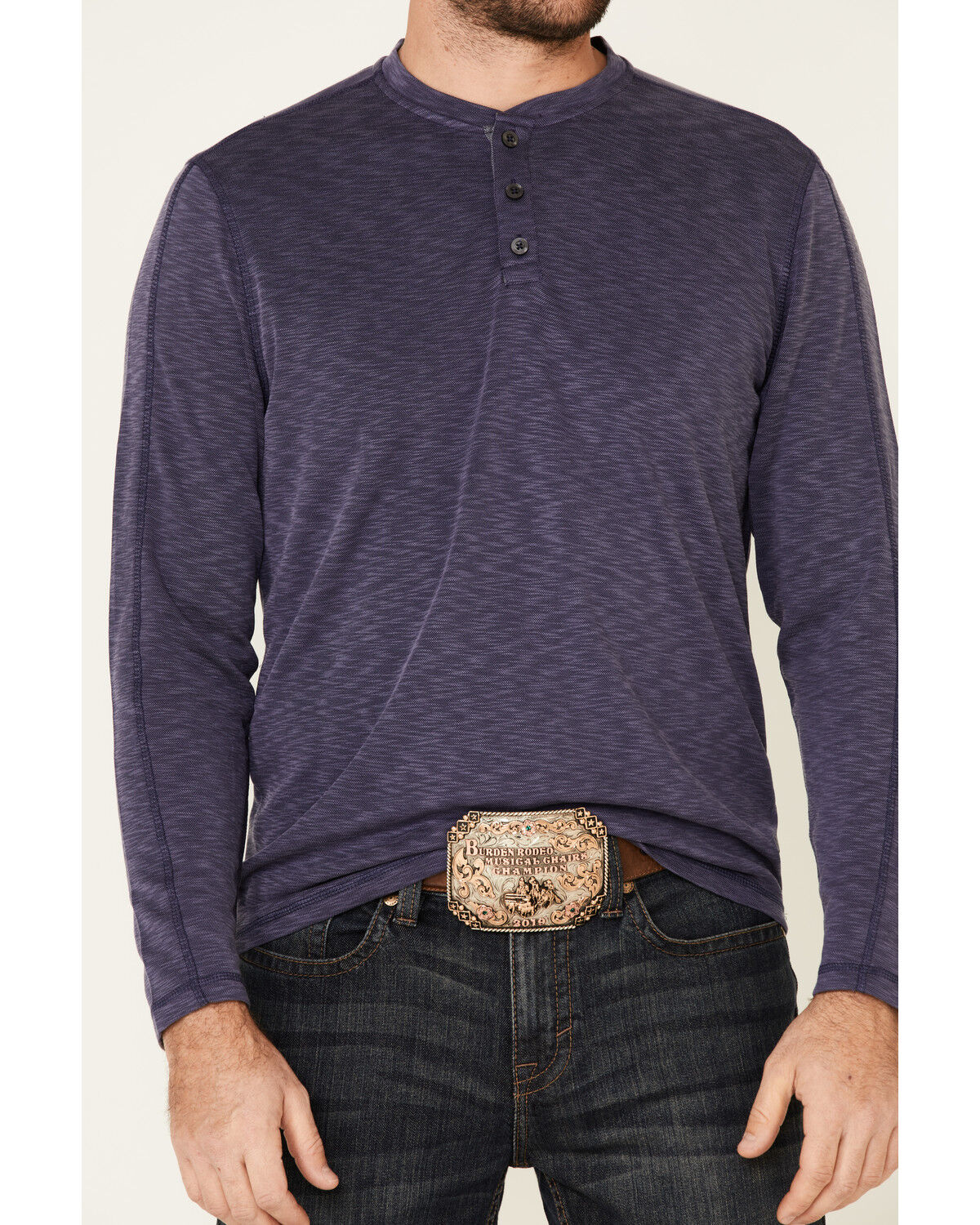 Image #3 - Flag & Anthem Men's Navy Gulfport Performance Slub Henley Long Sleeve Shirt, Navy, hi-res