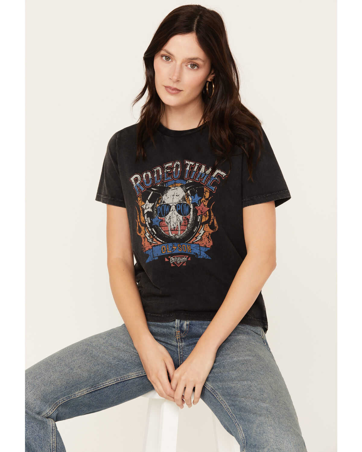 Image #1 - Rock & Roll Denim Women's Short Sleeve Dale Brisby Graphic Tee, Black, hi-res